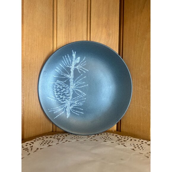 Vintage Dorothy Thorpe Pine Crown Lynn Pottery Bread Plate Set of 4 Mid Century - Picture 2 of 5